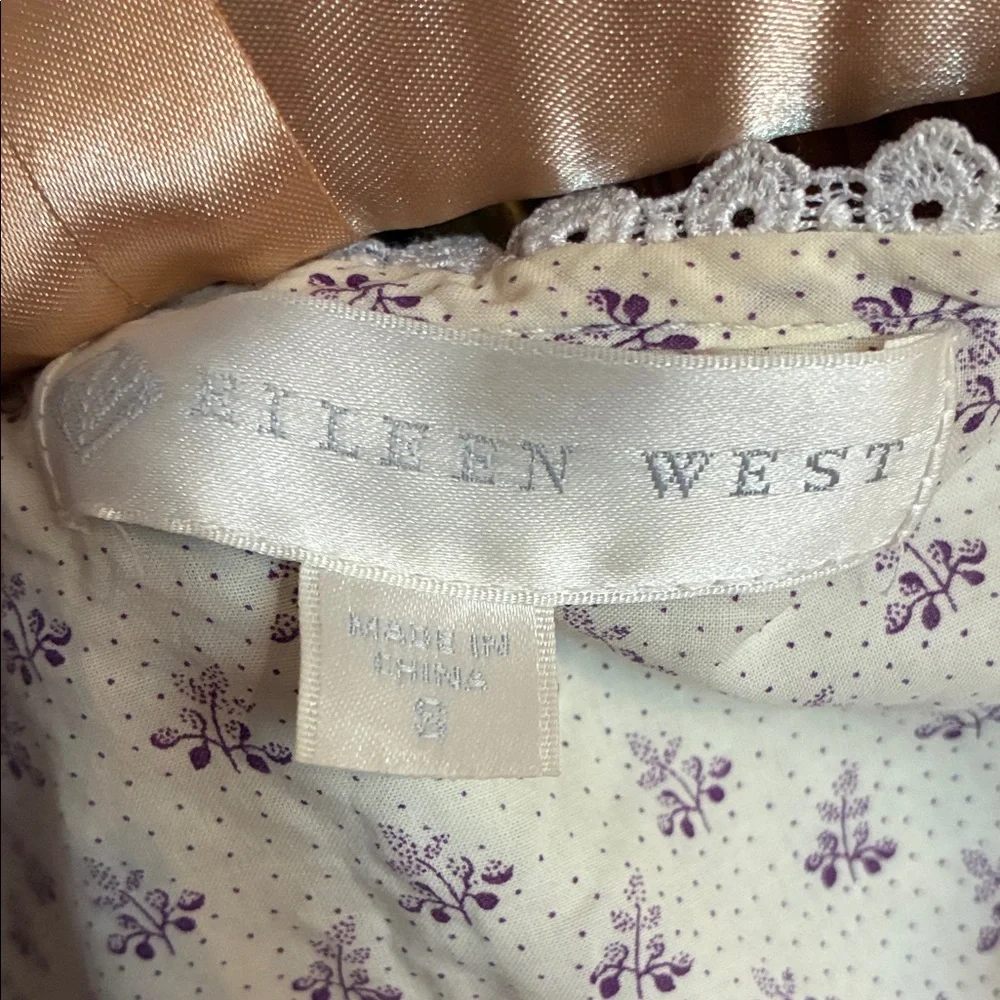 Eileen West Cream Nightgown with Purple Floral Print